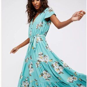 Free People Aqua Floral Maxi Dress